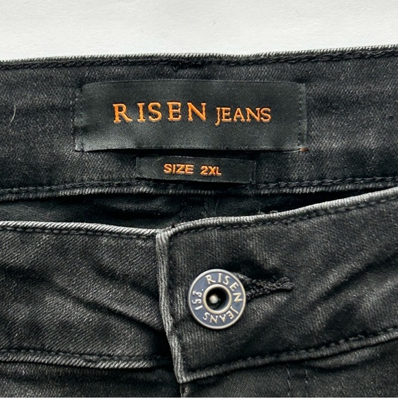RISEN Jeans Distressed Black Denim Ankle Skinny Style XRDP1004 Women’s Size 2XL - Picture 4 of 7